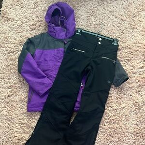 Girls Marmot Ski Jacket + Black Obermeyer ski pants 8-10